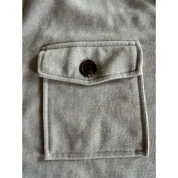 Hippie Rose Ribbed Knit Shacket Jacket Beige Button Front Utility Shirt Size S - Picture 7 of 10